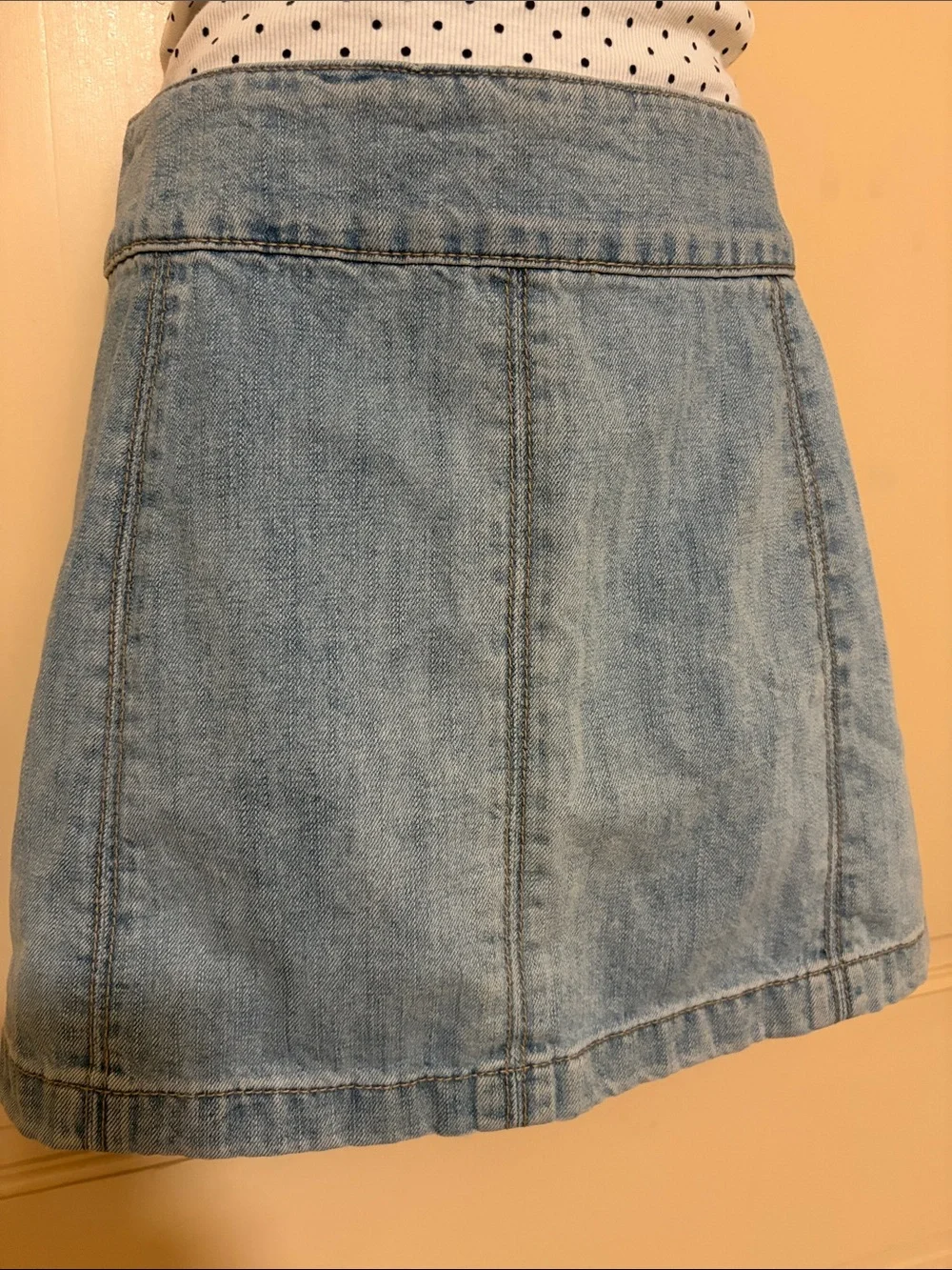 Free People Light Blue Denim Mini Skirt